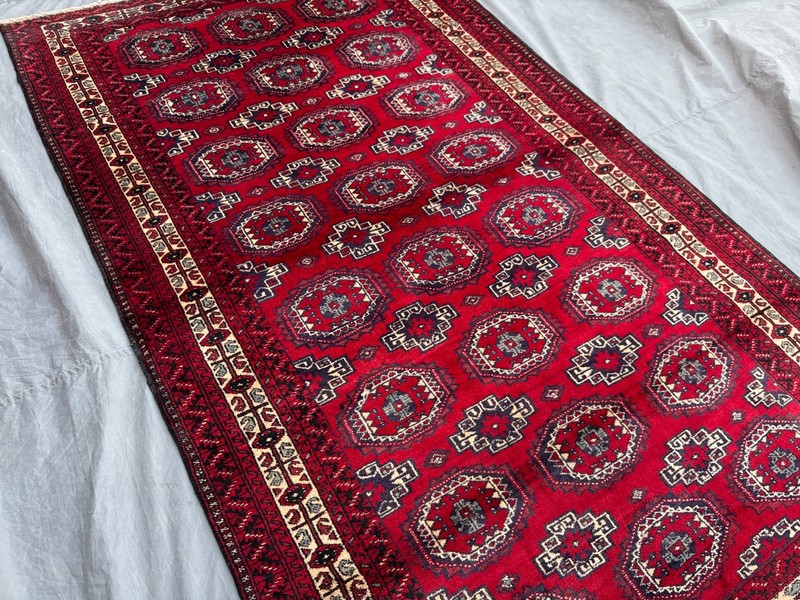 5x8'2 ft Vintage Afghan Turkmen Hand Knotted Wool All Over Bokhara Gul Rug gallery
