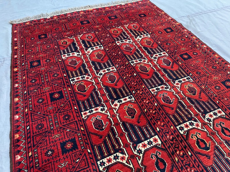 3'5" x 6'6" Vintage Afghan Turkoman Ersari Hand-Knotted Wool Rug Soft Pile Rug gallery
