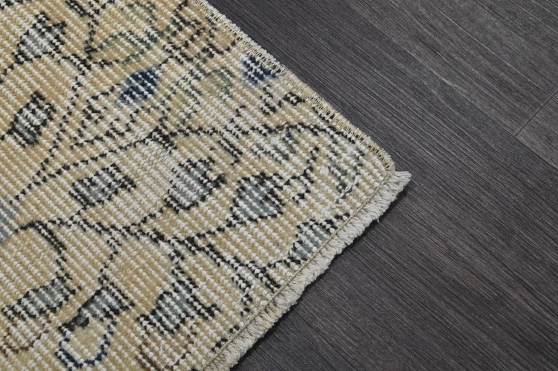 Vintage Turkish Runner Rug 2x7ft Wool Anatolian Handmade Hallway Oushak BEIGE gallery