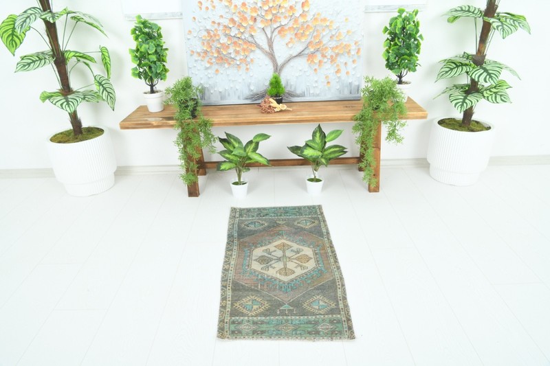 Turkish Door Mat Small Rug 2x3 Hand-Knotted Vintage Oushak Mini Rug Carpet,878 gallery