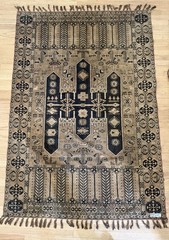 Vintage Hand Knotted Turkish Anatolian Tribal Wool Rug 50.5” x 73” Geometric
