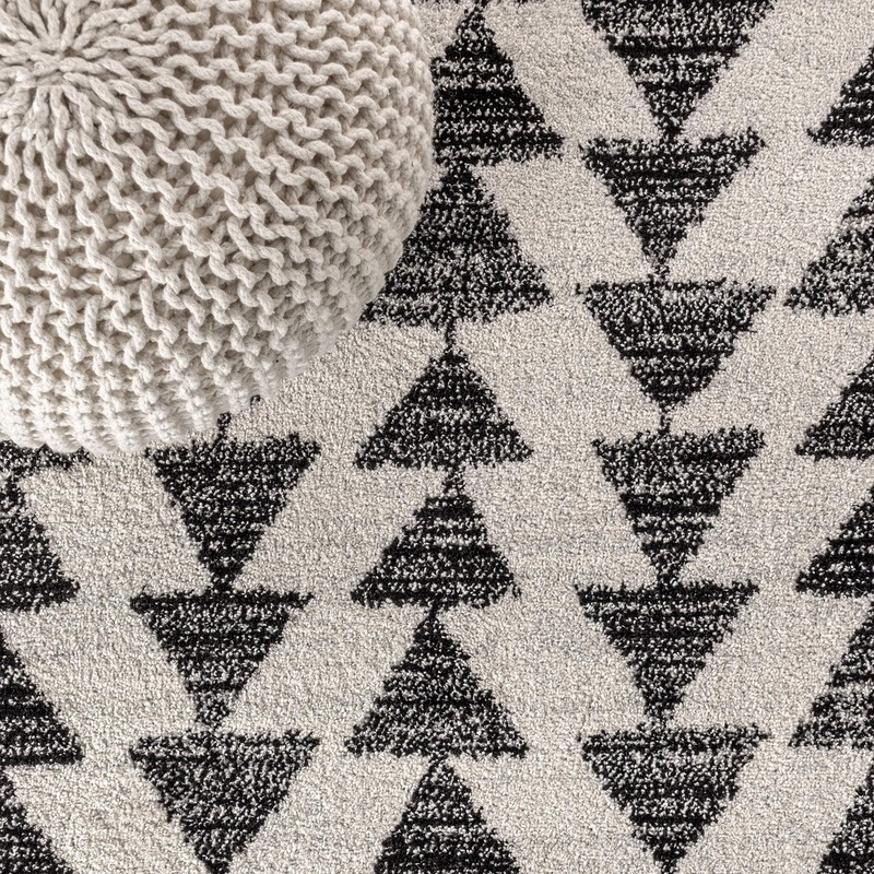 Vintage Tribal Cream Black Round Rug Low Pile Bohemian Style 4 Feet gallery