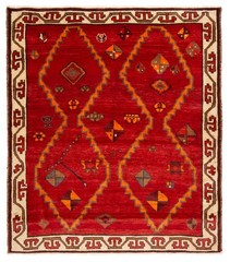 Vintage 5’4″ x 5’10” Traditional Hand Knotted Vegetable Dye Wool Area Rug