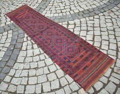 Tribal Mushwani Hallway Wool Rug 24” x 97” Afghan Tribal Kilim Runner Carpet