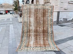 5×8 Hand-Knotted Antique Look Rug – Faded Terracotta Turkish Rug – Boho Chic