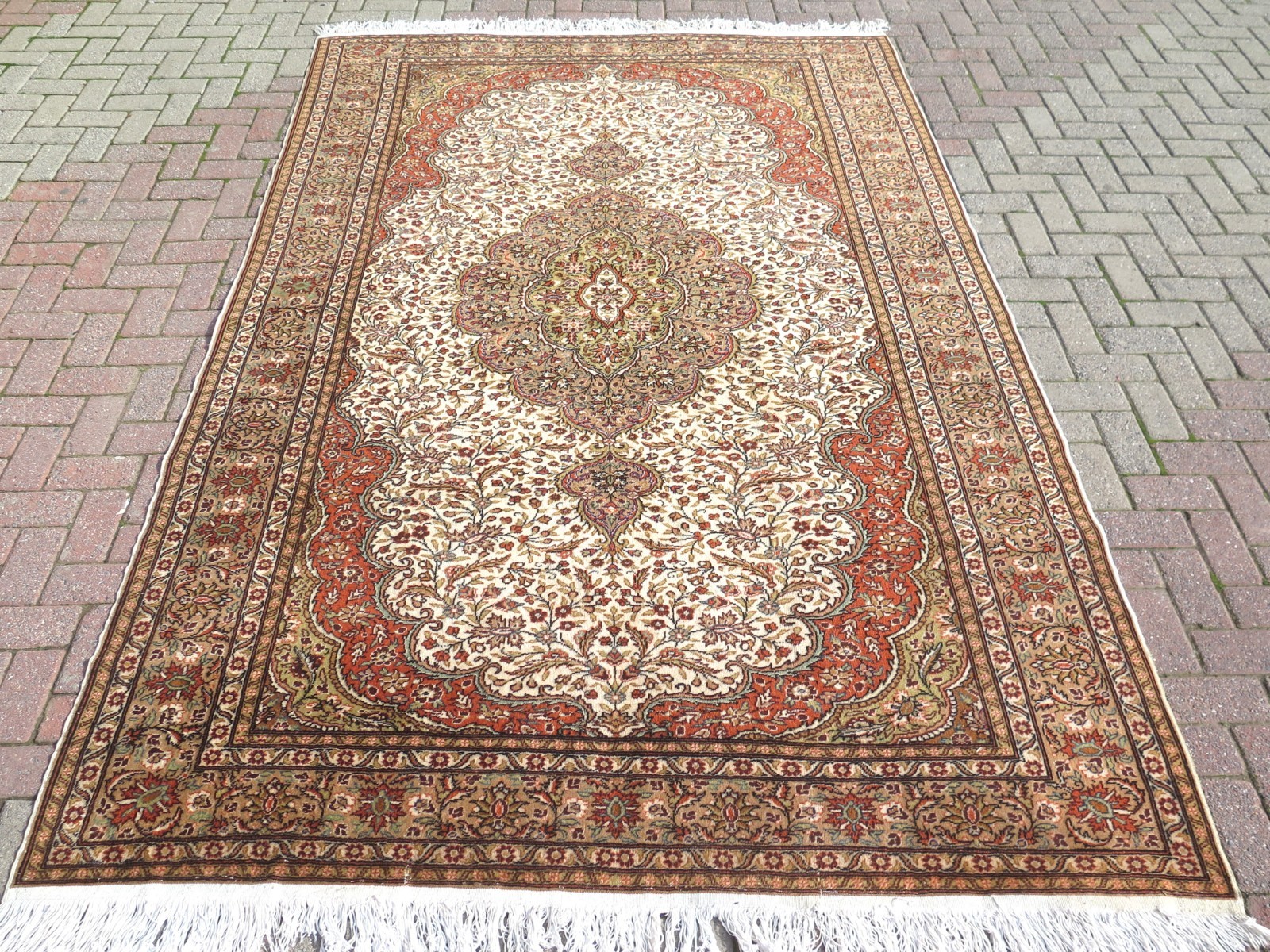 Large Floor Carpet, Vintage Oriental Medallion Wool Rugs Teppiche Tapis 79"X120" gallery
