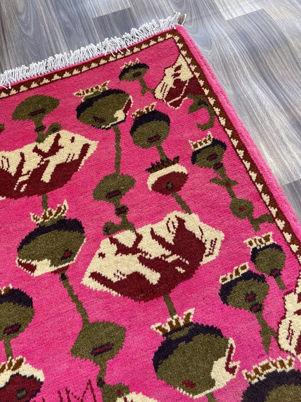 war rug Mini Afghan Handmade Rug 78x62 Cm Handicrafts Poppy Flower Rug S318 gallery