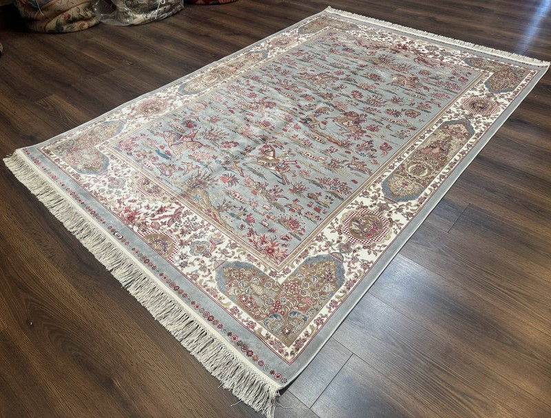 Turkish Silk Rug 5x7, Hunting Design, Animal Pictorials gallery