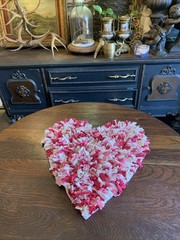 Vtg Primitive Rag Rug Hand Made Heart Shape Wall Hanging Folk Art American ❤️
