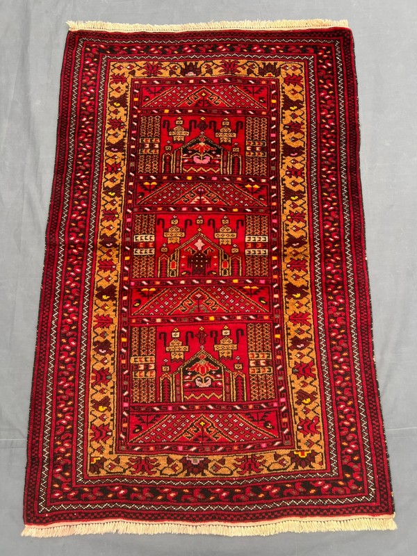 Vintage Gorgeous Natural Vegetable Dye Nomadic Maldari Prayer Rug gallery