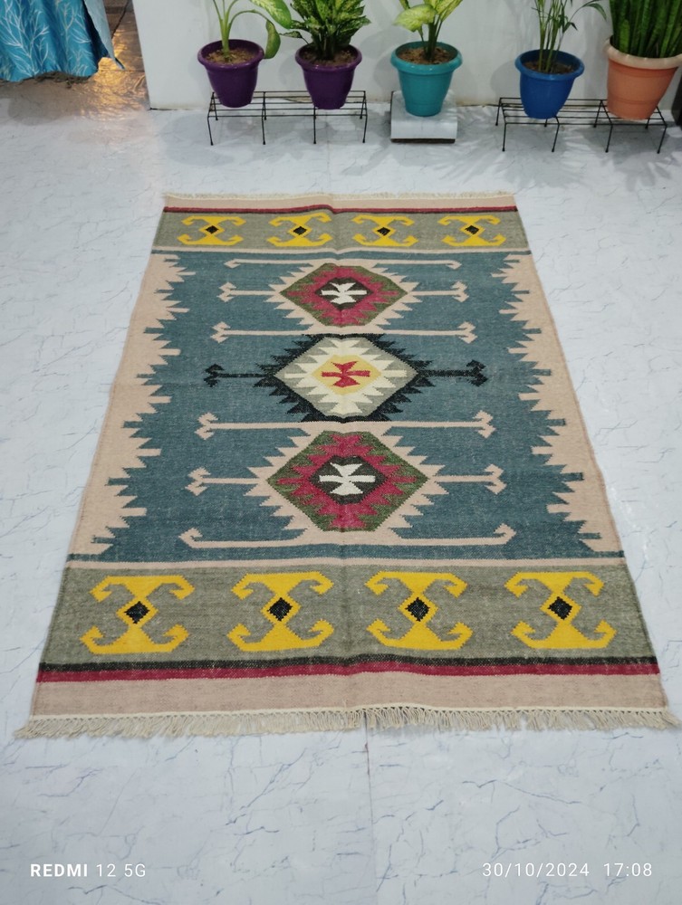 Swedish Inspired kilim Rug Scandinavian Modern Meets Earth Tone Elegance