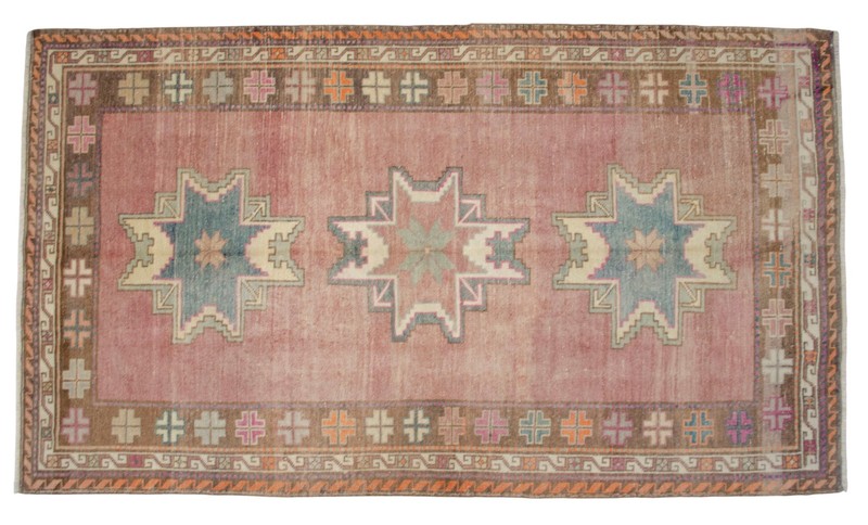 4x8 Rug Handmade Area Rug Low Pile Turkish Tribal Wool Rug Ethnic Rug 4′4″x7′7″ gallery