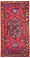 3’7X6’9 ft Handmade Vintage Coral Red Geometric Tribal Oriental Rug Area Carpet
