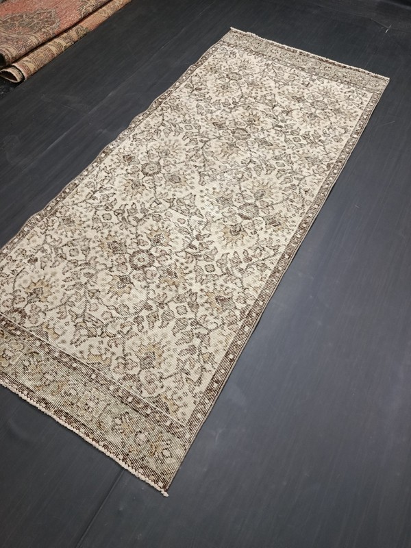 Beige Turkish Vintage Runner, 2.9x6.7ft, Antique Beige Brown Handmade Runner, gallery