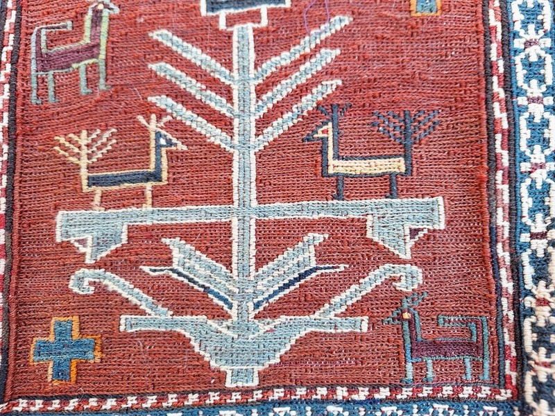 Antique Shahsevan Caucasian SALT BAG, dated 1906 gallery