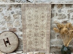 Turkish Hand-Knotted Carpet 4×7 Light Purple Cotton Floral Rug Muted Anatolian