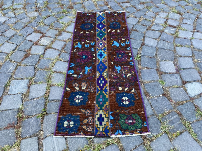 Patchwork rug,Bohemian rugs, Runner rug, Handmade rug,Turkish rug | 1,5 x 3,7 ft gallery