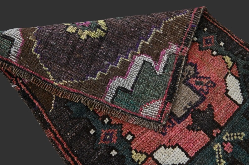 BROWN Turkish Oushak Rug 1x3 Vintage Handmade Anatolian Small Doormat Kilim gallery