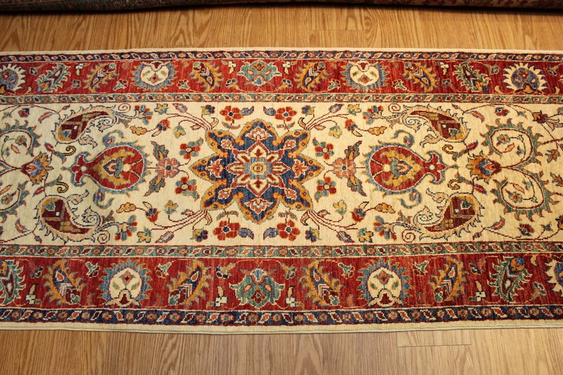 TOP QUALITY HANDMADE 13 Ft long HALL RUNNER JEWEL COLORS VEGETABLE DYES WOOL RUG gallery
