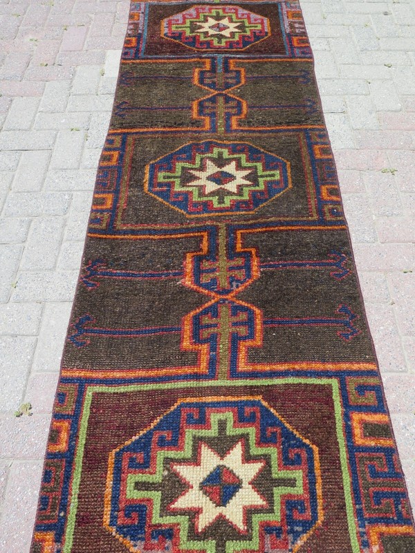 Carpet Runner, Kurdish Wool Rug Runner, Stairs Rugs, Kitchen Runner 30"x161" gallery