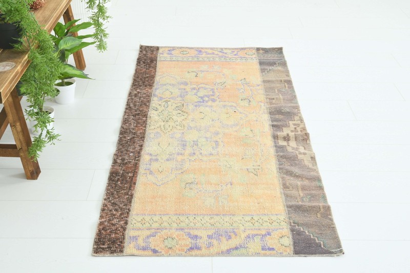 Faded Turkish Runner Rug 2x5 Hand-Knotted Vintage Oushak Oriental Rug Carpet,722 gallery