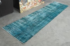 2×8 runner rug, handmade vintage turkish rug runner, small oushak rug,704