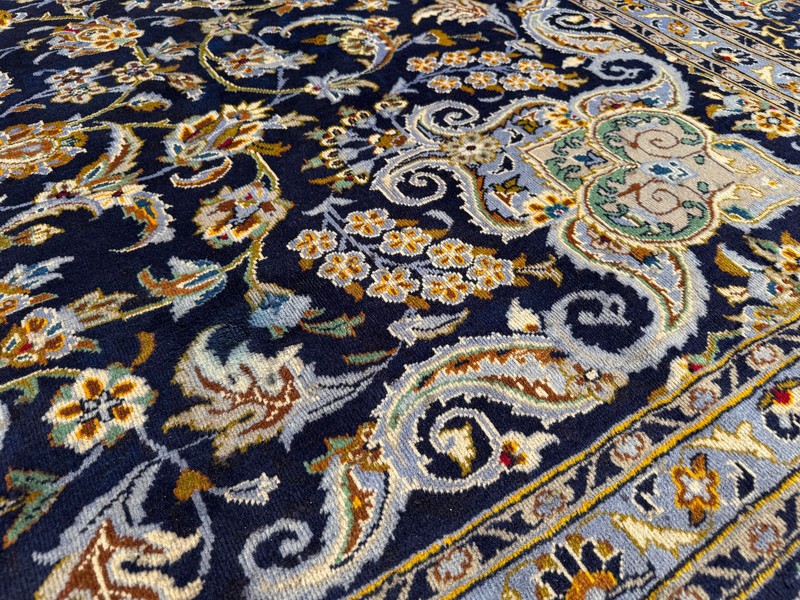 10x14 BLUE ANTIQUE RUG HAND-KNOTTED vintage oriental big fine wool handmade navy gallery