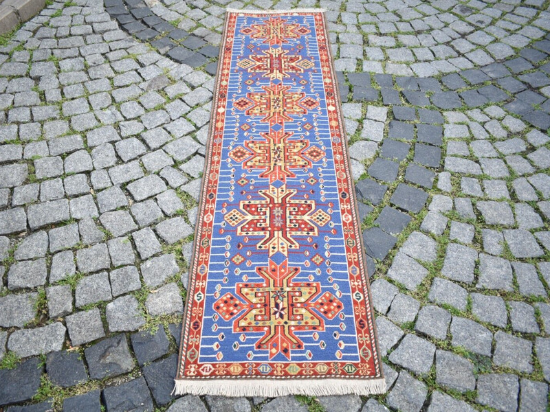 Caucasian Soumak Rug 20'' x 77'' Rahrah Runner Rug Organic Wool Kitchen Wool Rug gallery