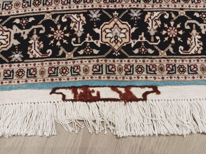 3x5 FINE TURQUOISE SIGNED UNIQUE TABRIZZ HANDMADE-KNOTTED WOOL/SILK RUG 586348 gallery