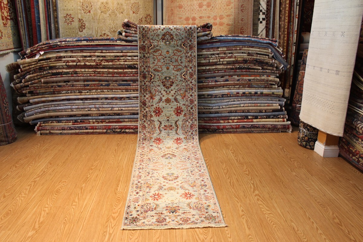 TOP QUALITY HANDMADE 2'8" x 14' HALL RUNNER JEWEL COLORS VEGETABLE DYES WOOL RUG gallery