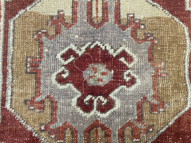 Handwoven Anatolian Small Rug 1.3x2.7 ft Tribal Red Vintage Wool gallery