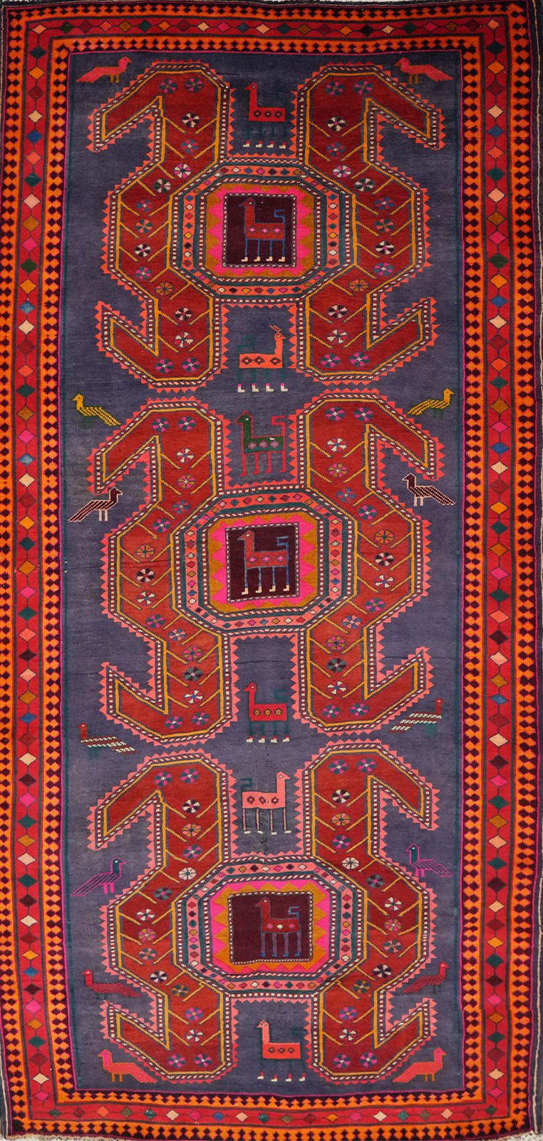 Vintage Traditional Style Animals Wool Area Rug 5x10 ft Hand-knotted gallery
