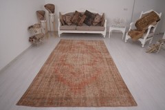 5 x 9 Area Turkish Rug Muted Oushak Vintage Rug Faded Antique Organic Rug 70