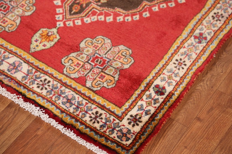 Red/ Ivory Geometric Wool Tribal Rug 3x4 ft Handmade for Foyer gallery