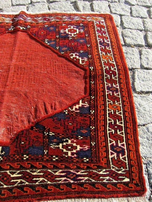 Vintage Tribal Rug 34'' x 29'' Turkoman Tribal Small Yomud Rug Wool Area Rug gallery