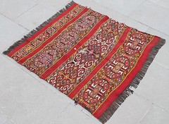 Turkish Kilim Rug 30”x32” Hand Woven Anatolian Kilim 77x83cm