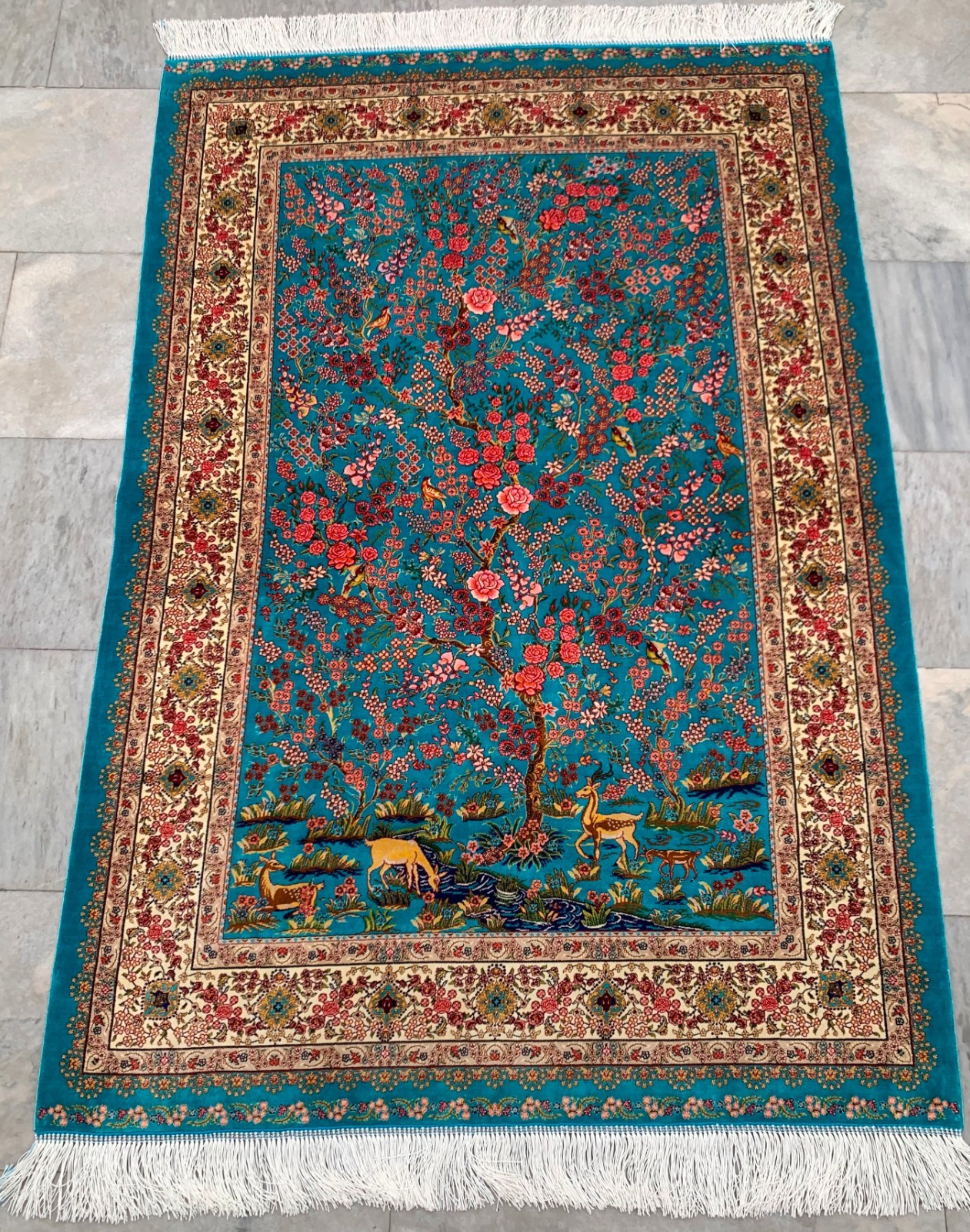 New Pictorial Rug Hi Qaulity Power Loomed Tree of Life Silk Carpet 3x5 ft gallery