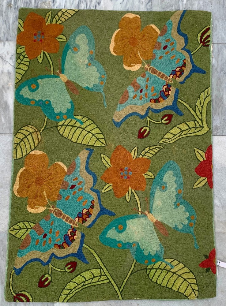 Vintage Aubusson Rug: Hand-woven Chain Stitch Carpet, Home Decor 2x3 ft