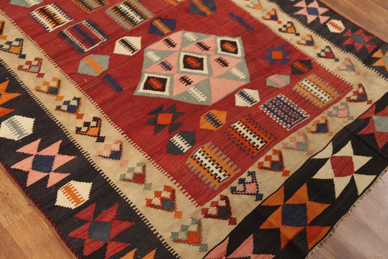 Vegetable Dye Kilim Flat-weave 19 ft Long Runner Rug Wool Reversible Carpet 4x19 gallery