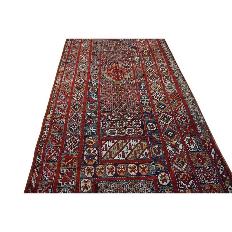 Antique Moroccan Rabat Rug 5'6"×18'3" Multicolor Geometric, 1920s gallery