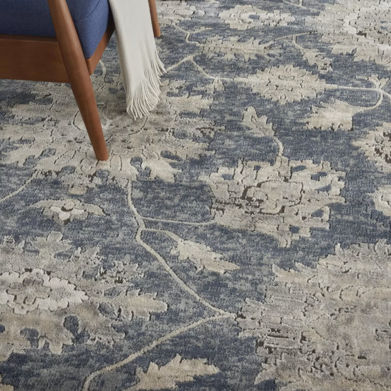 Nourison Quarry QUA06 Blue Beige 7'10" x 9'10" Vintage Floral Area Rug gallery
