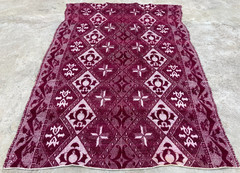 Vintage Handmade Bessarabian Geometric Floral Wool Kilim Rug 209×148 cm