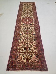 Antique Oriental Hand-Knotted Wool Runner Mahal Ivory/Red/Blue 2’7″ x 9’8″