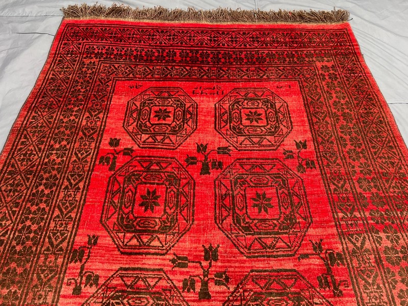 4'8x9'6 ft Turkoman Bokhara All-Over Elephant Foot Gul Handknotted Wool Vintage gallery