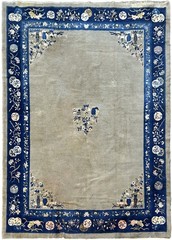 9×12 Antique Chinese Art Deco Peking Rug Vase Beige 277cm x 353cm C.1900