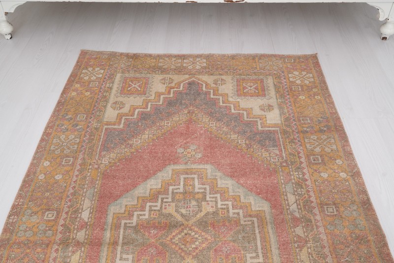 Antique Turkish Rug 4x6, Oversize Vintage Oushak Wool Carpet,Faded Smal Rug,17 gallery