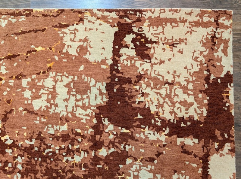 Modern Tibetan Rug 7x8, Abstract, Hand Knotted, Wool & Silk gallery