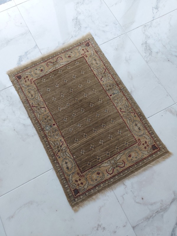 Medium Antique Nepal Carpet Rug Old Faded Special Rug, Oushak Handmade Beige Rug gallery