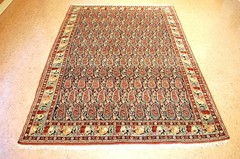 NATURAL WOOL,SILK Old HandWoven Oriental Rug,IN size OF 5’2″ × 7’3″PAISLY DESIGN