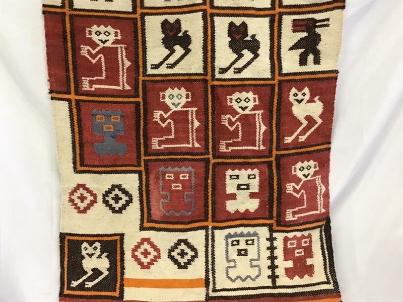 Antique Handwoven Wall Art Rug Tapestry Guatemalan Centeral America Aztec 1930's gallery